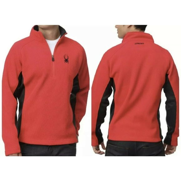 SOLD ⛄️⛄️😍Spyder Mens Sweater Half Zip Fleece Red Black Pullover Sweater - Picture 8 of 8